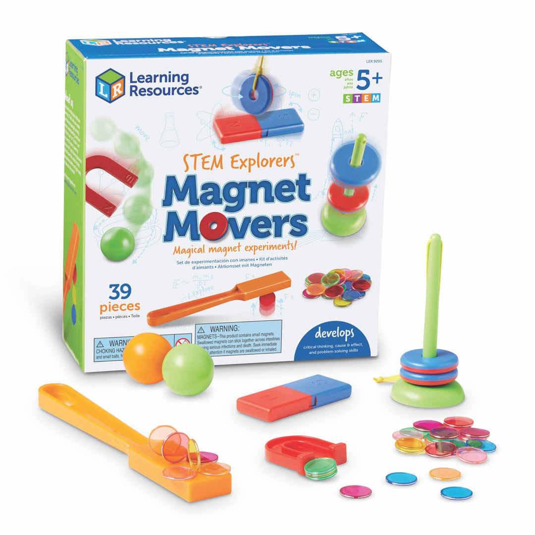 STEM Explorers -Ages 5+, Magnet Movers, Critical Thinking Skills, STEM Certified Toys, Magnets Kids,Magnet Set,Back to School Supplies,39 Pieces