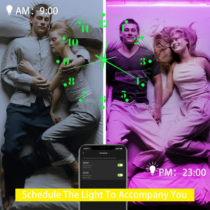 phopollo 50ft Led Lights for Bedroom Sync with Music, Led Strip Lights Compatible with Alexa and Google Home