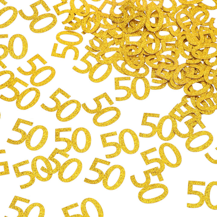200 Pieces 40th 50th Birthday Confetti Gold Confetti Anniversary Confetti Glitter Gold Table Confetti for Birthday, Anniversary Party Supplies(50 Style)