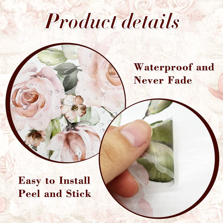 Floral Wall Decals Stickers Bless This Home and All Who Enter Decor Quotes Saying Wall Stickers Rose Peony Pink Flower Wall Decals Blossom Butterfly Decal for Girls Woman Bedroom Living Room Home