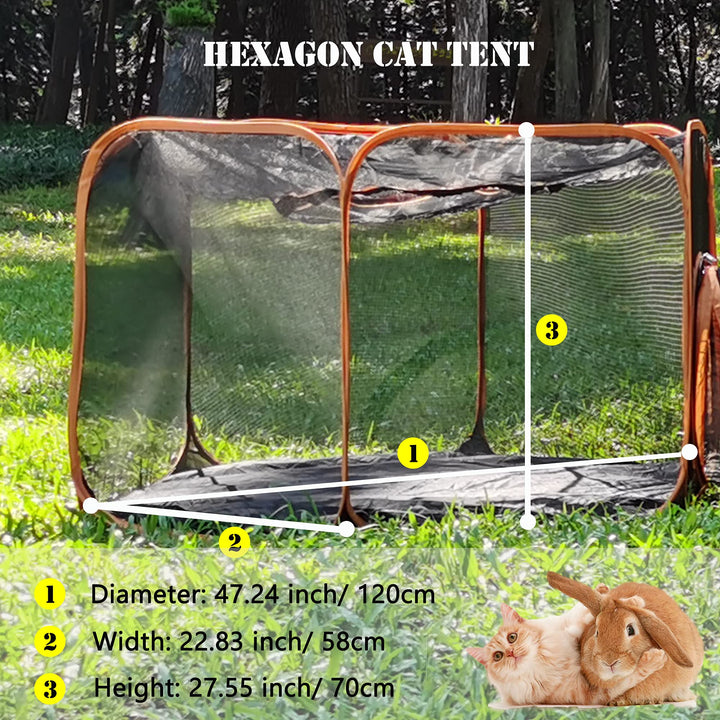 Outdoor Cat Enclosures, 6-in-1 Cat Tent with Tunnel DIY in Multiple Ways, Cat Playpen Play Tents for Cats Rabbits Ferrets and Small Animals, Indoor/Outdoor Cat House