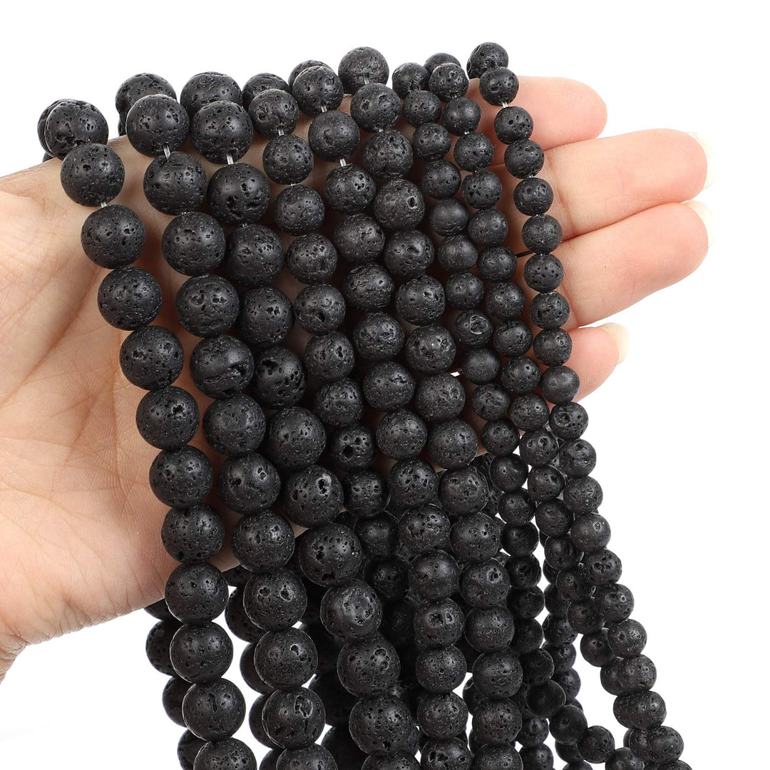 45pcs 8mm Volcanic Rock Black Lava Natural Stone Beads for Jewelry Making,Energy Stone Healing Power,Enjoy DIY Fun