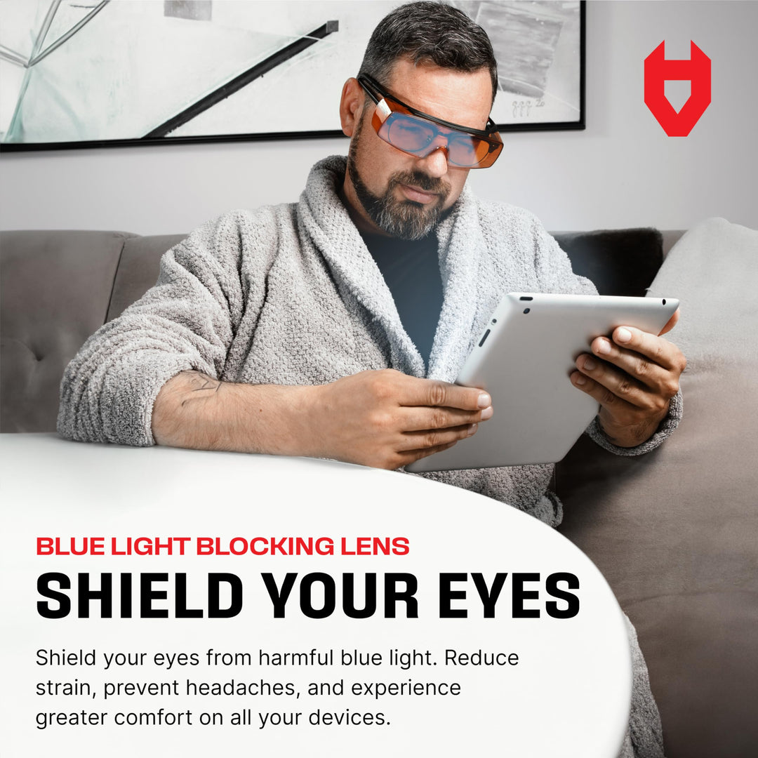 Blue Light Blocking Over Glasses Safety Glasses with 100% UV Protection — Perfect UV Glasses for UV Light Protection with Anti-Fog &amp; Anti-Scratch Lenses; ANSI Z87.1 Certified