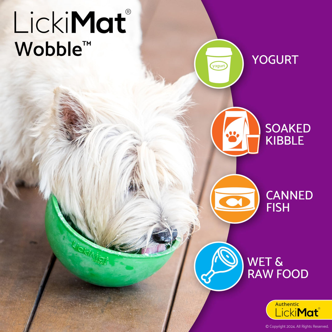 LickiMat Wobble, Dog Slow Feeder Bowl Lick Mat, Boredom Anxiety Reducer; Perfect for Food, Treats, Yogurt, or Peanut Butter. Fun Alternative to a Slow Feed Dog Bowl, Turquoise