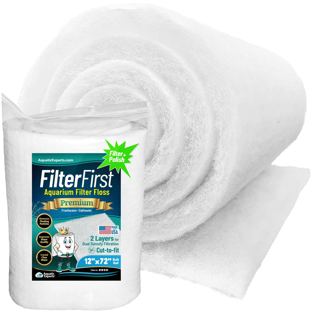 Aquarium Filter Floss for Fish Tank Filters - FilterFirst Aquarium Filter Pad - Media Roll for Crystal Clear Water, 3/4 - 1 Thick (12 Inch Wide, 72 Inch Long)