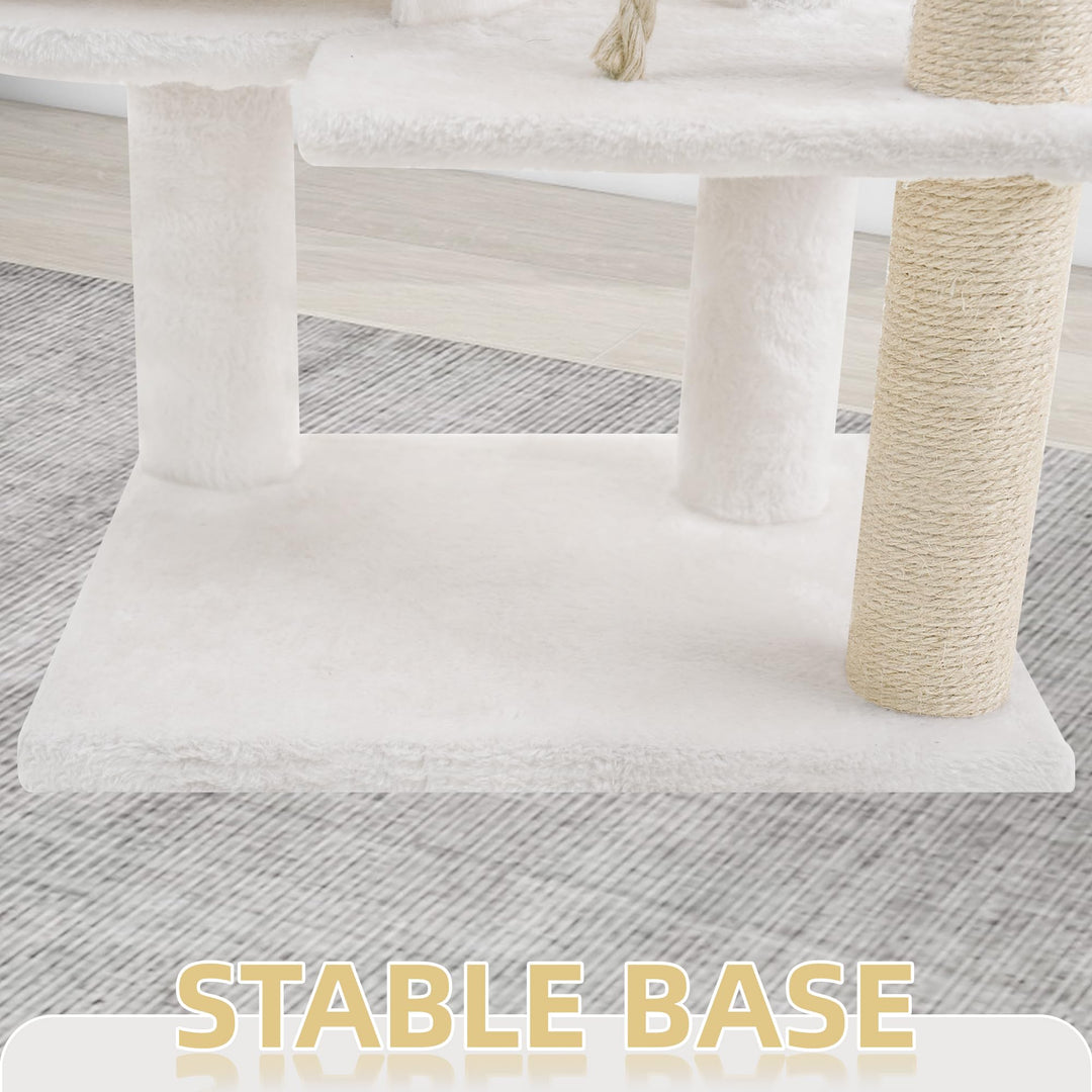 TINWEIUS Multifunctional Cat Tree for Indor Cats, Cat Tower with Cozy Condo, Perches, Scratching Posts and Hanging Rope, Grey