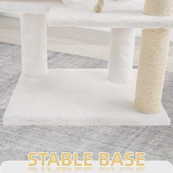 TINWEIUS Multifunctional Cat Tree for Indor Cats, Cat Tower with Cozy Condo, Perches, Scratching Posts and Hanging Rope, Grey