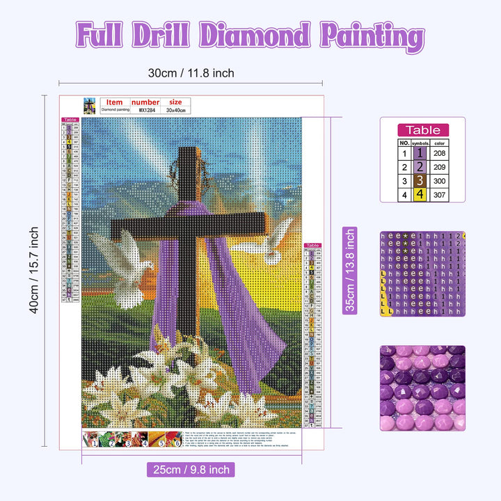 NAIMOER Religion Cross Diamond Art Kits for Adults Begi