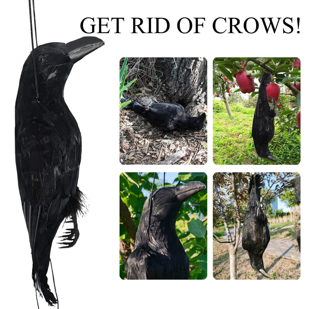17'' Realistic Hanging Crows Realistic Crows Lifesize Extra Large Handmade Black Feathered Crow