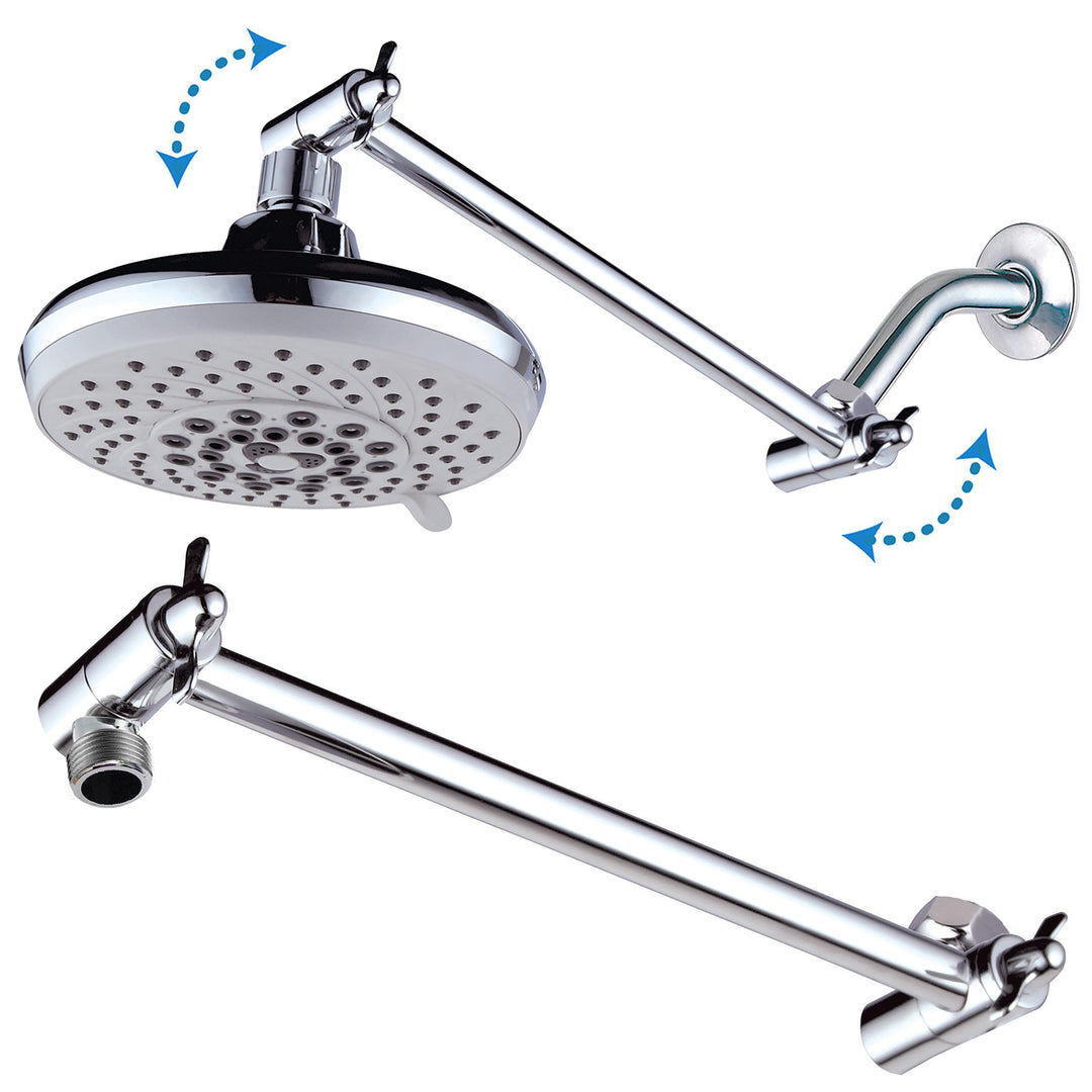 11 Solid Brass Adjustable Shower Arm with Lock Joint, Chrome, 2-Ft Range, Universal Connection
