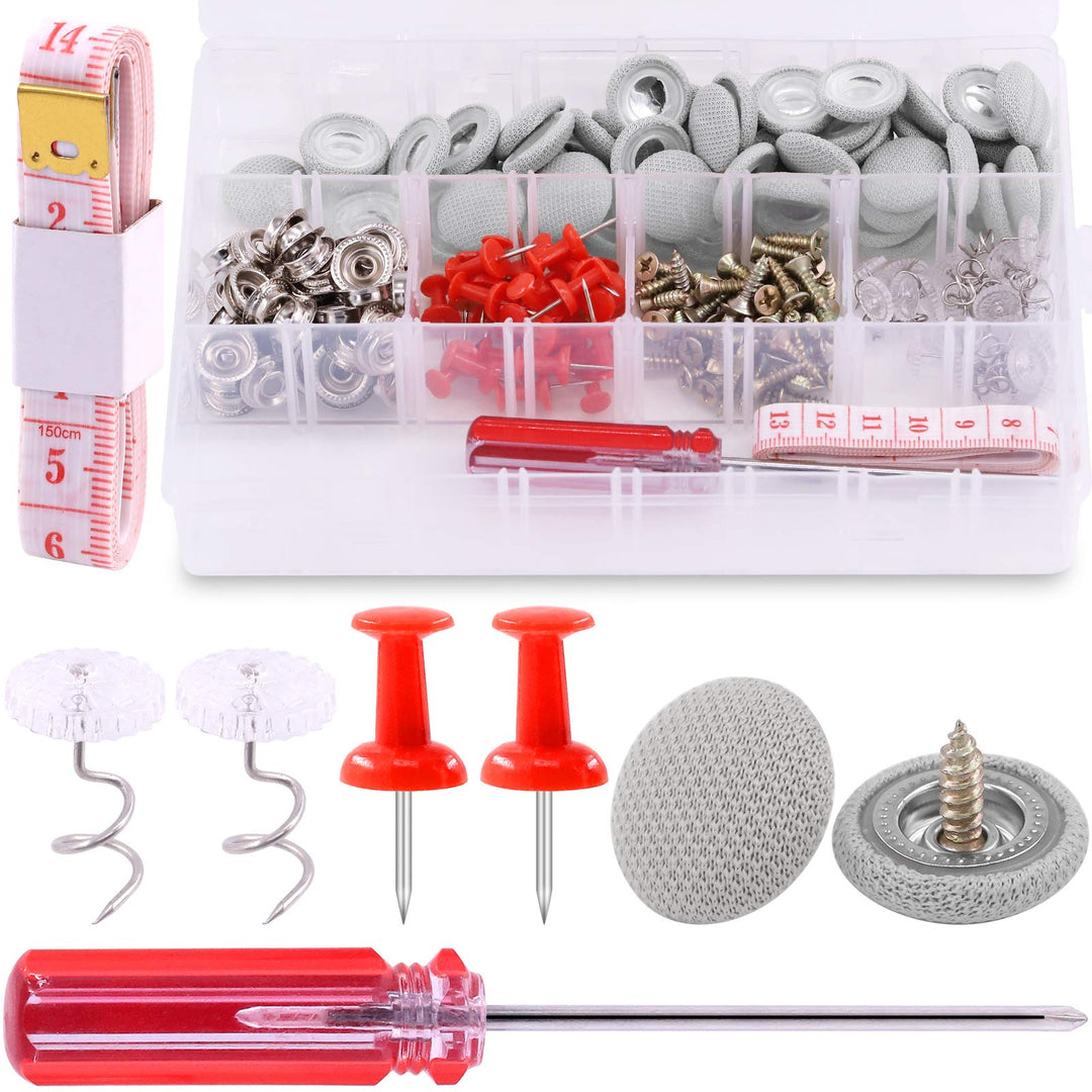 152 Pcs Headliner Repair Button Replacement Set with Roof Rivets Snap, Retaining Pin and Pushpins, Weatherstrip Interior Ceiling Cloth Fixing Screw Cap Roof Repair Buckle for All Cars (Gray)