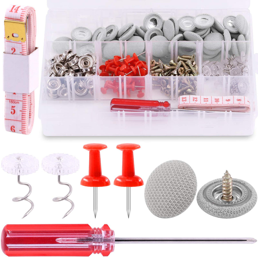 152 Pcs Headliner Repair Button Replacement Set with Roof Rivets Snap, Retaining Pin and Pushpins, Weatherstrip Interior Ceiling Cloth Fixing Screw Cap Roof Repair Buckle for All Cars (Gray)