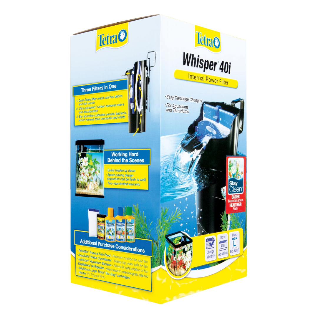 Whisper Internal Filter 20 To 40 Gallons, For Aquariums, In-Tank Filtration With Air Pump