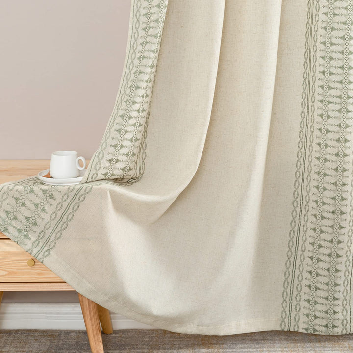 JINCHAN Boho Curtains for Bedroom Linen Blend Curtains 