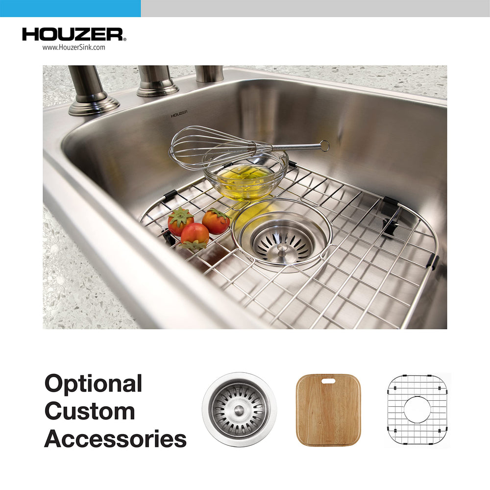 Houzer A1722-7BS-1 ADA Glowtone Series Topmount Stainless Steel 3-hole Bar/Prep Sink