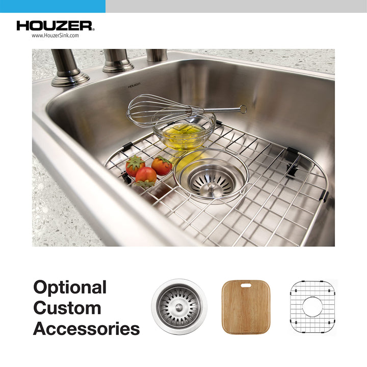 Houzer A1722-7BS-1 ADA Glowtone Series Topmount Stainless Steel 3-hole Bar/Prep Sink