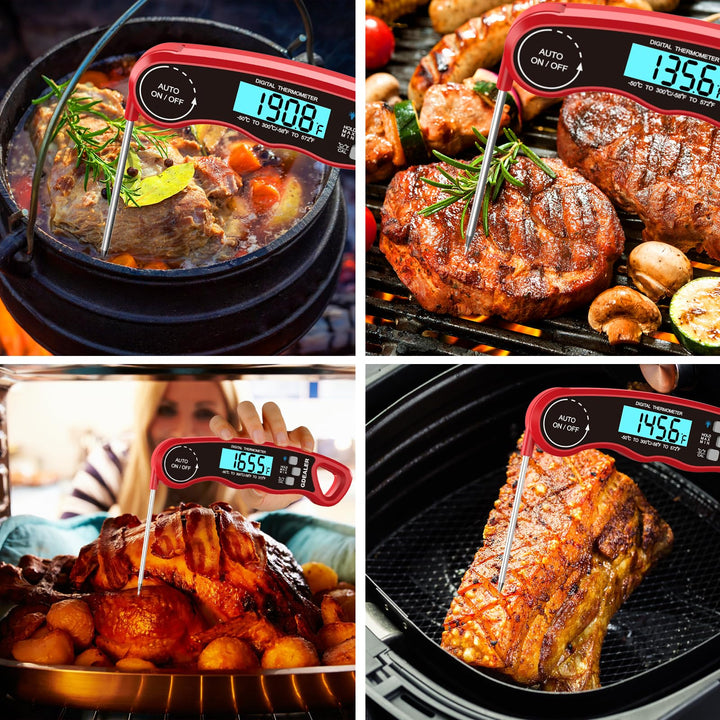 GDEALER Meat Thermometer Digital Food Thermometer Waterproof Ultra-Fast Instant Read Meat Thermometer for Grill Digital Meat Thermometer for Cooking Kitchen Thermometer with Backlight & Calibration