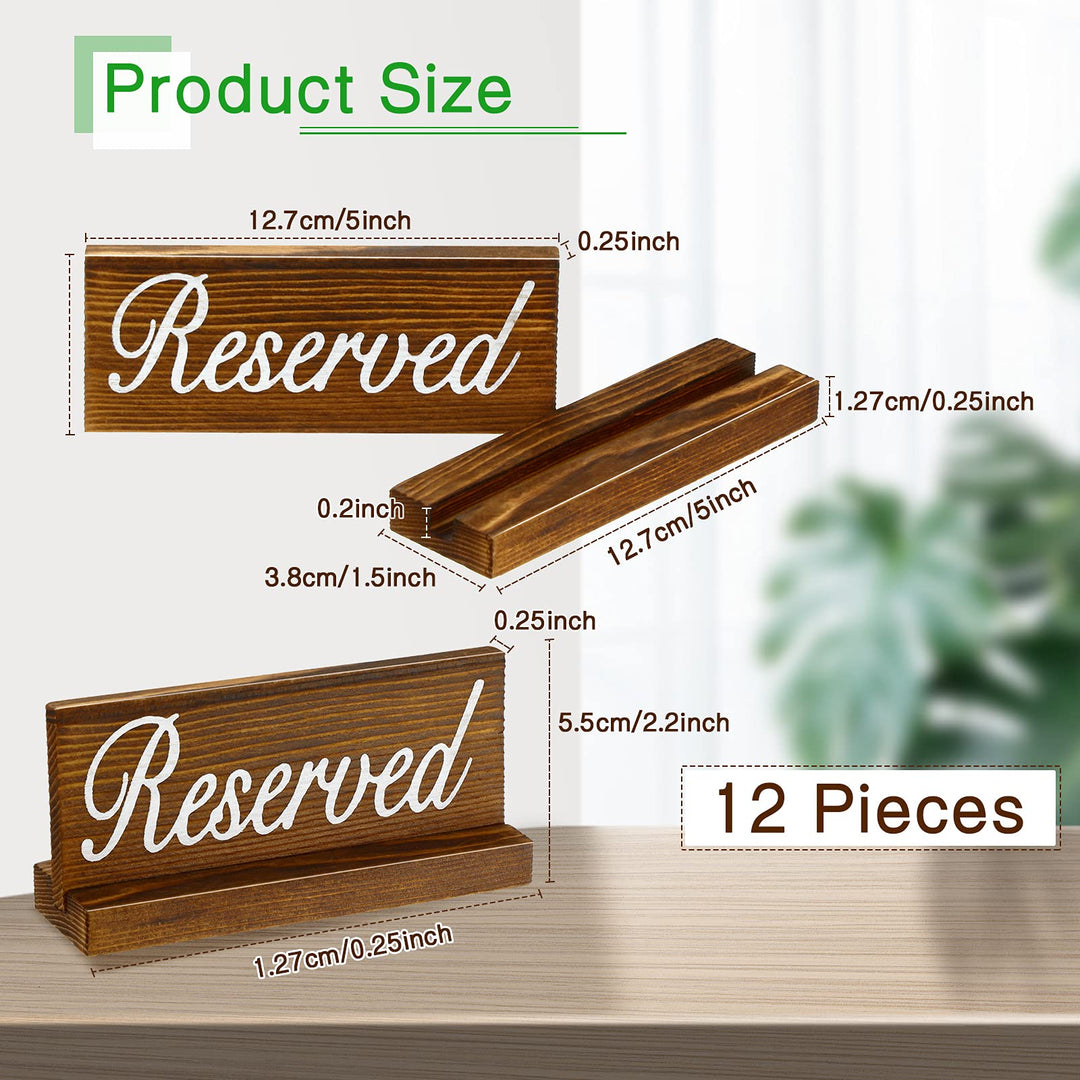 12 Pieces Wooden Table Reserved Signs Rustic Style Wood Sign Wedding Seating Signs for Wedding Restaurant Receptions Supplies