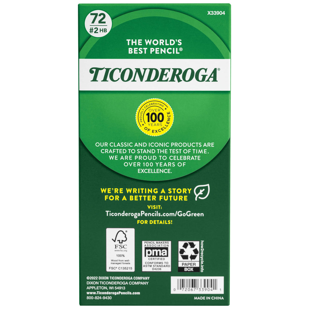 Ticonderoga Wood-Cased Pencils, Unsharpened, 2 HB Soft,