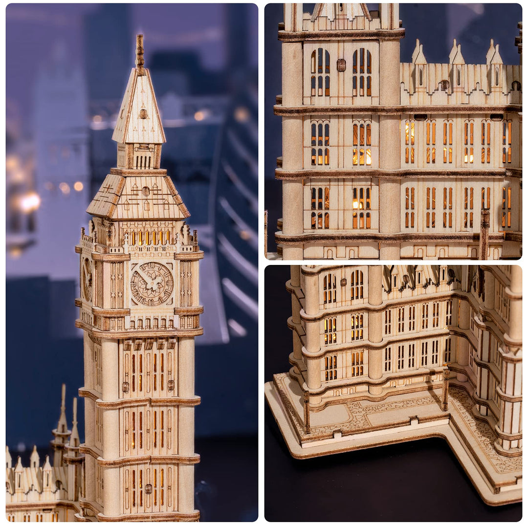 3D Wooden Puzzles for Adults Kids Big Ben -220 Pieces 3D Puzzle Wood London Architecture Model Craft Kits Birthday Gift for Teens/Adults Desk Decor