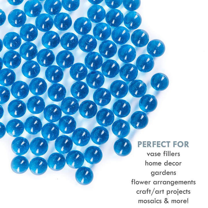 Blue Marbles for Vases | Glass Marbles Bulk Vase Fillers | Glass Beads for Vases, Round Marble 1lb, (Approx. 80 pcs)