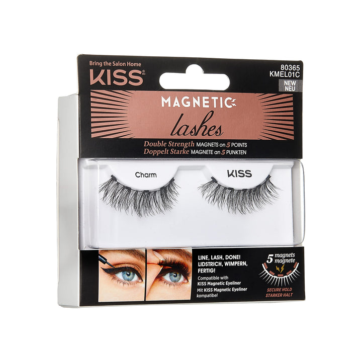 Magnetic False Eyelashes, &#39;Charm&#39;, 12 mm, Includes 1 Pair Of Magnetic Lashes, Contact Lens Friendly, Easy to Apply, Reusable Strip Lashes