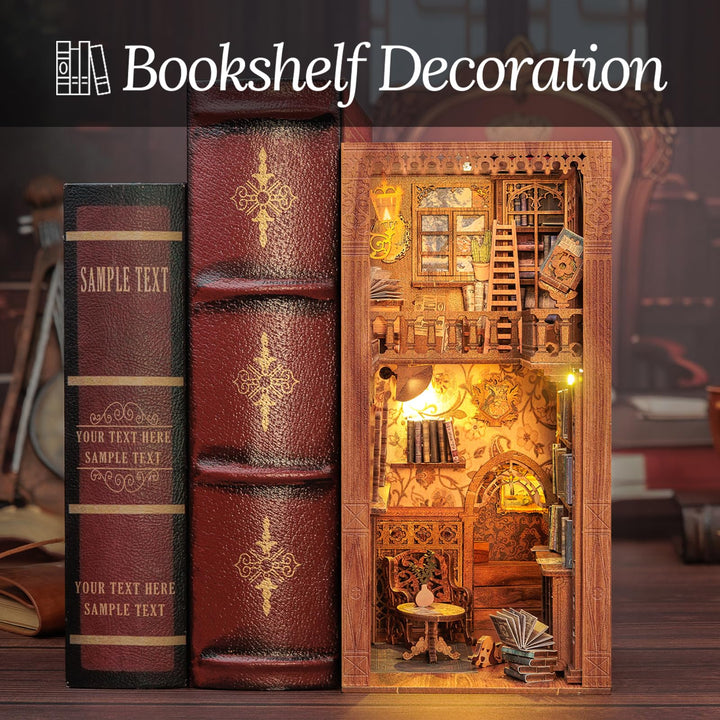 Book Nook Kit - DIY Miniature House Dollhouse Kit for Adult and Teens, Booknook Bookshelf Decor Alley Model Build with LED Light, Gifts for Family and Friends (Eternal Bookstore)