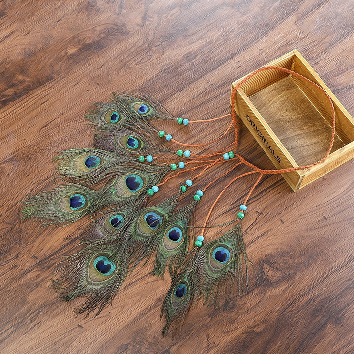 Peacock Feather Hippie Headband Accessories - AWAYTR Bo
