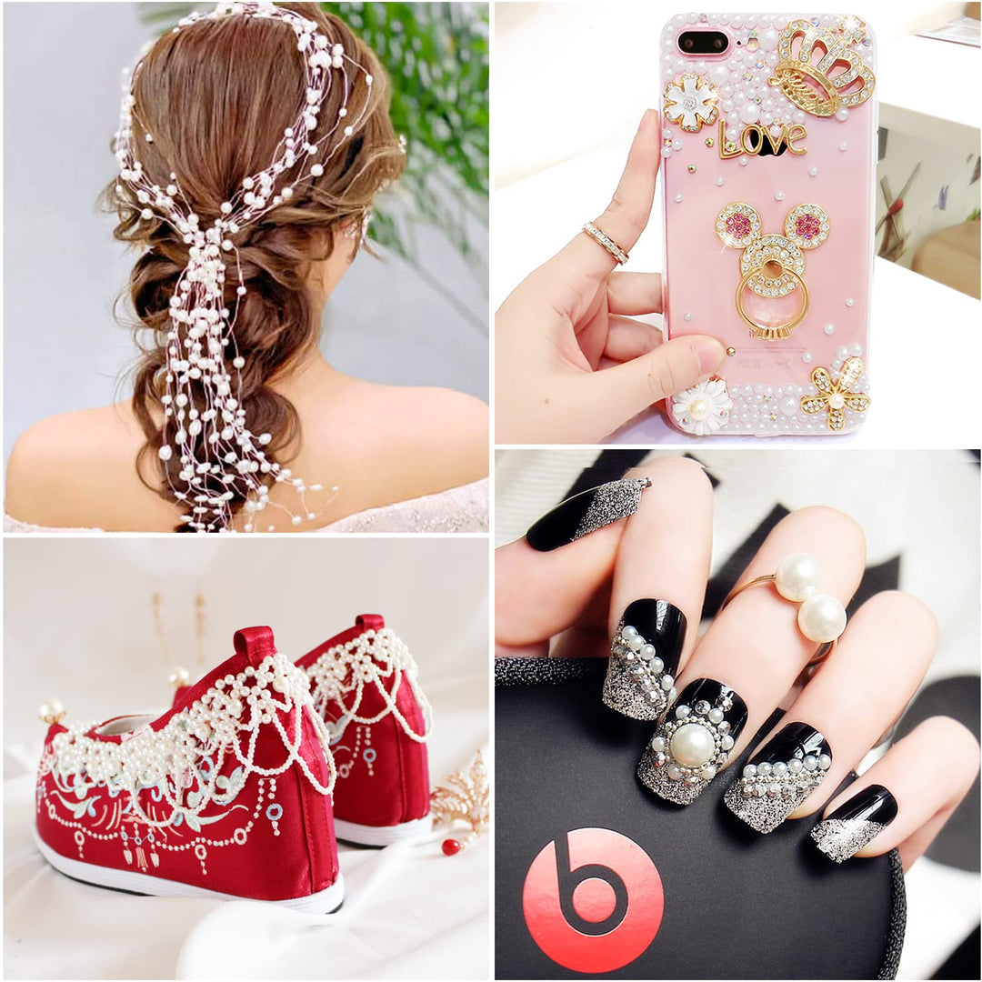 10000pcs 7 Sizes Flat Back Pearl Gems with Tweezers Pink Half Pearls for Crafts Pearl Beads Flatback Pearl for Nails Art DIY Shoes Jewelry Making (2mm/3mm/4mm/5mm/6mm/8mm/10mm)