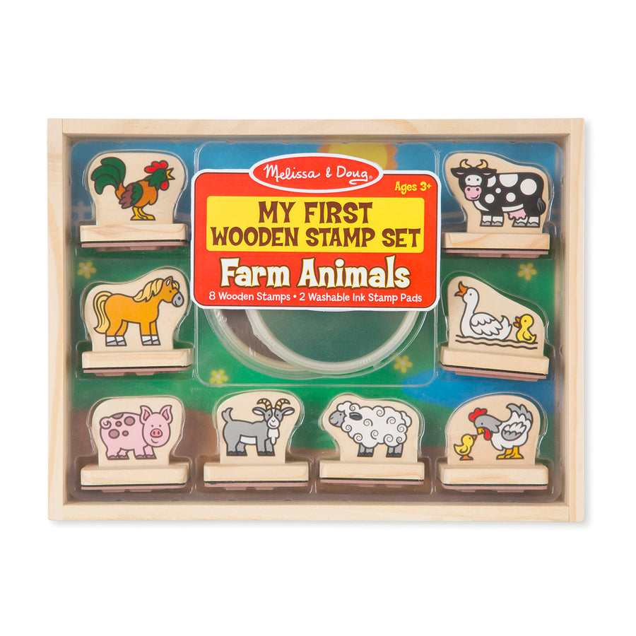 My First Wooden Stamp Set - Farm Animals - Art Projects, With Washable Ink, Farm Themed Wooden Stamps For Kids Ages 4+
