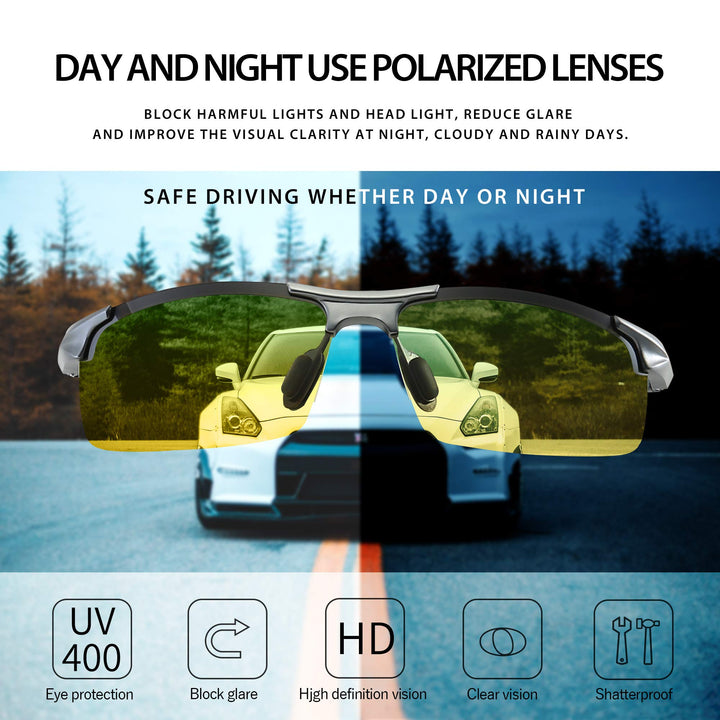 SUNGAIT HD Night Vision Polarized Sunglasses Anti Glare