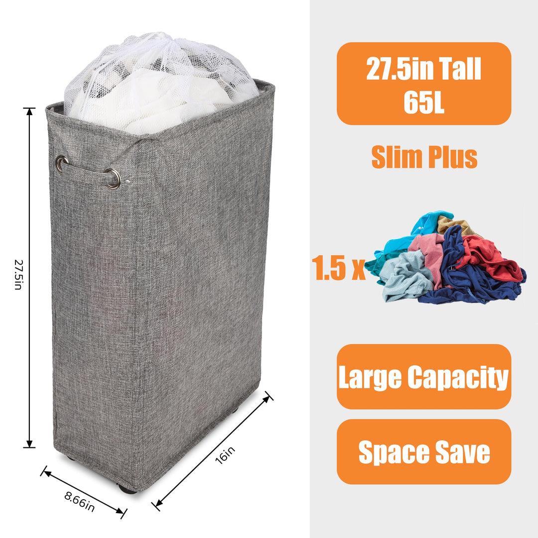 Laundry Hamper, Caroeas 27.5-inches Burlap Rolling Laun