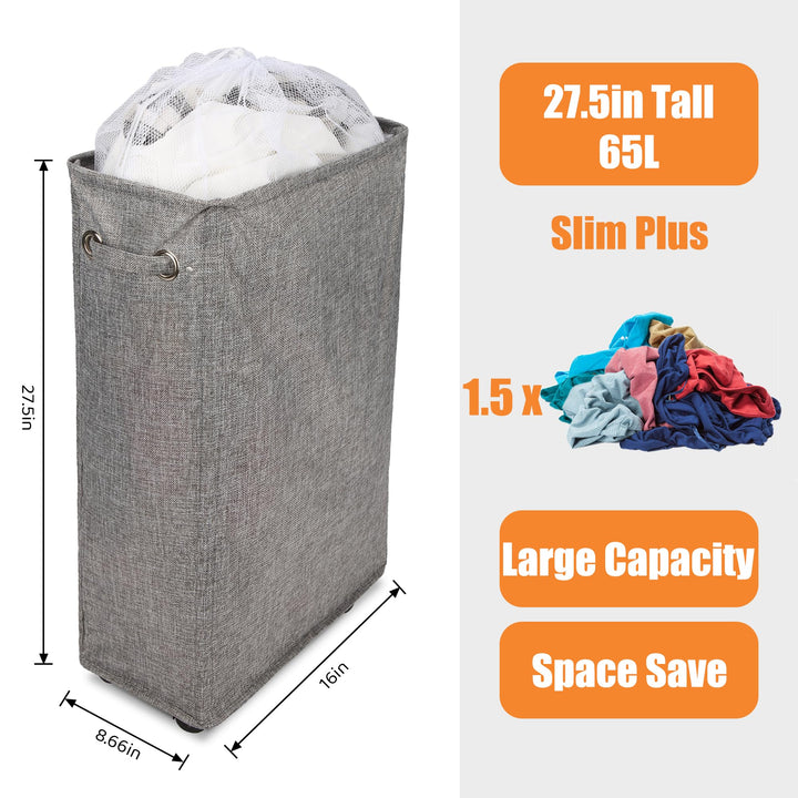 Laundry Hamper, Caroeas 27.5-inches Burlap Rolling Laun