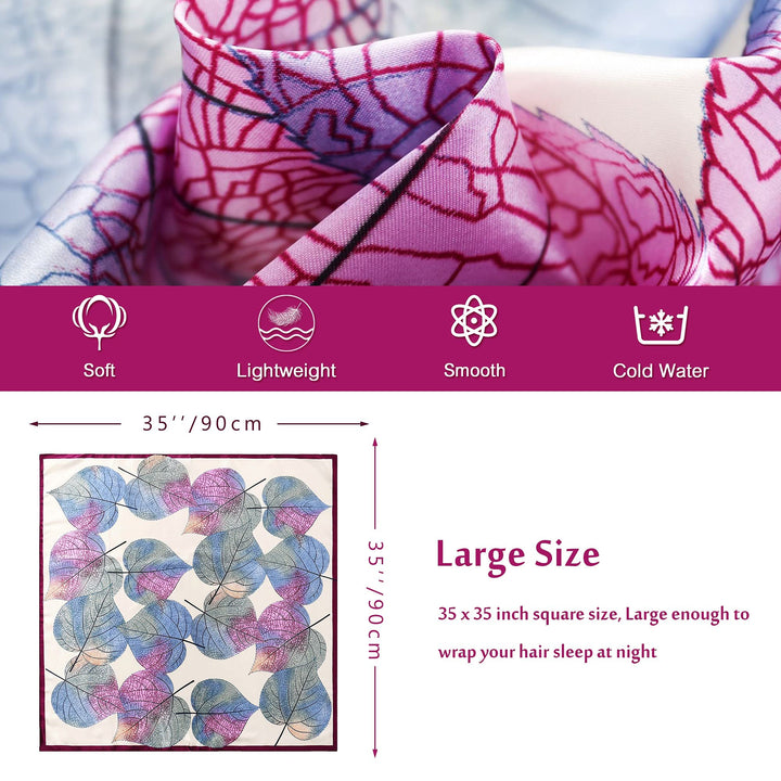 35 Silk Like Head Scarf, 4Pcs Womens Lightweight Satin Hair Scarf for Sleeping at Night.(4 Pack-B)