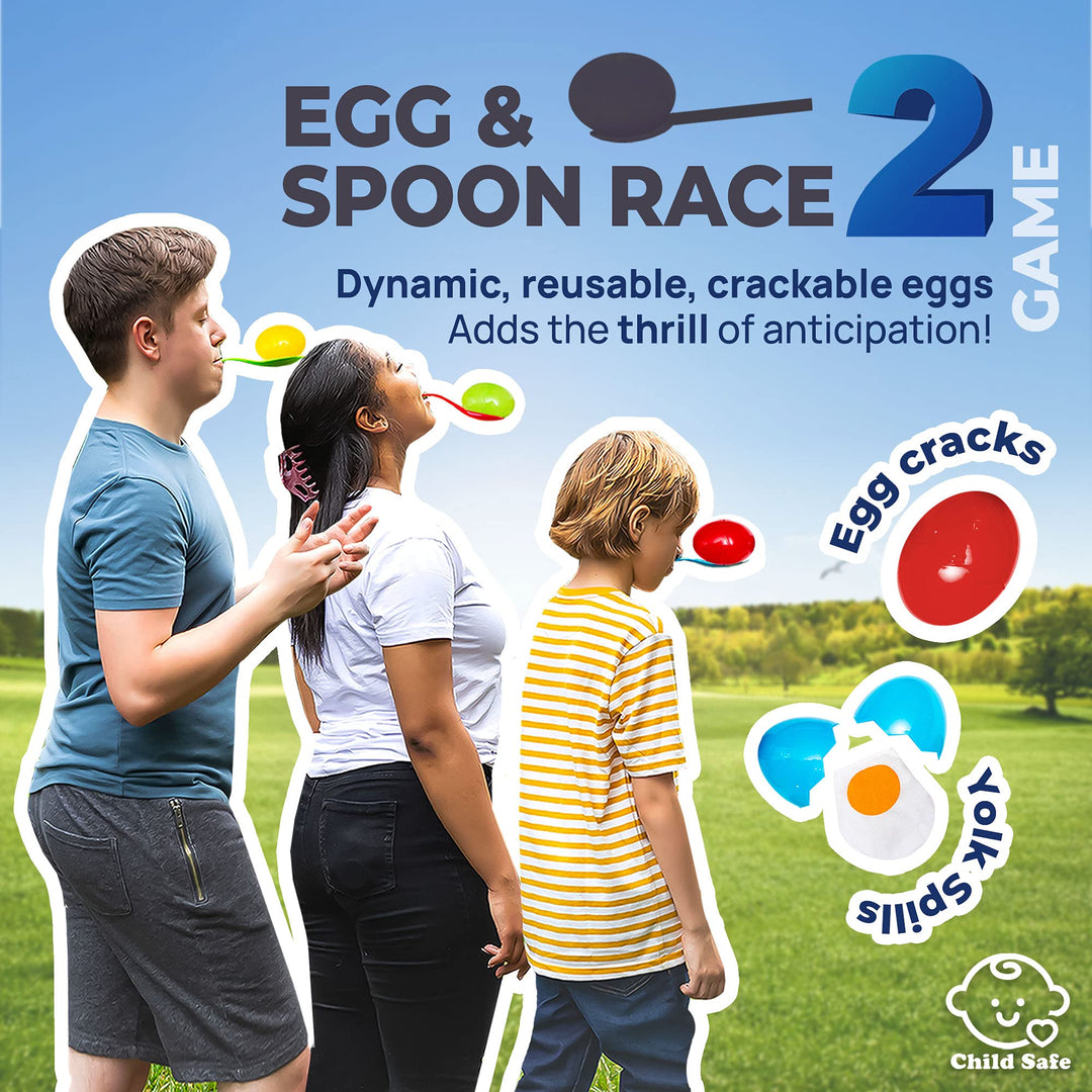 4 Player Outdoor Field Day Games, Relay Race Games, Potato Sack Race Bags, 3 Legged Race, Egg &amp; Spoon Race, with Storage Bag - BBQ, Easter Games, Birthday Party Games