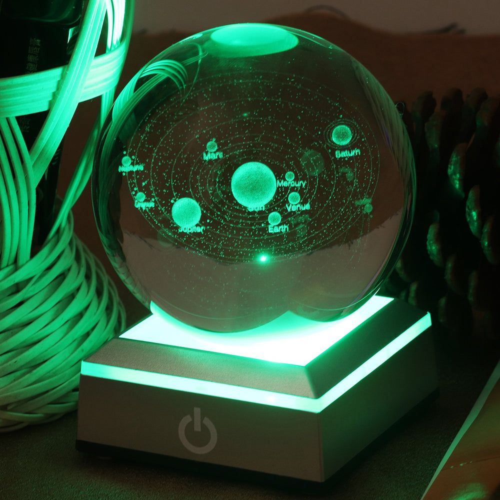 LED Light Base Spherical Recess Show Crystal Ball Stand for 3D Laser Crystal Glass Art with Sensitive Touch Switch Display Base Show Decor