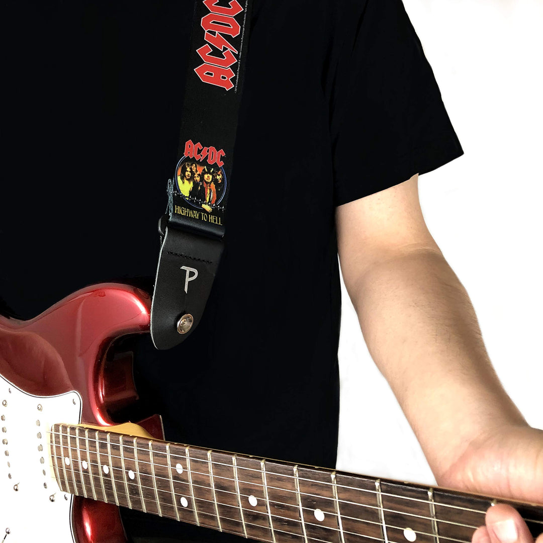 P Perri&#39;s Leathers Ltd. guitar strap, Black, red, 2 x 39 x 58 (LPCP-8014)