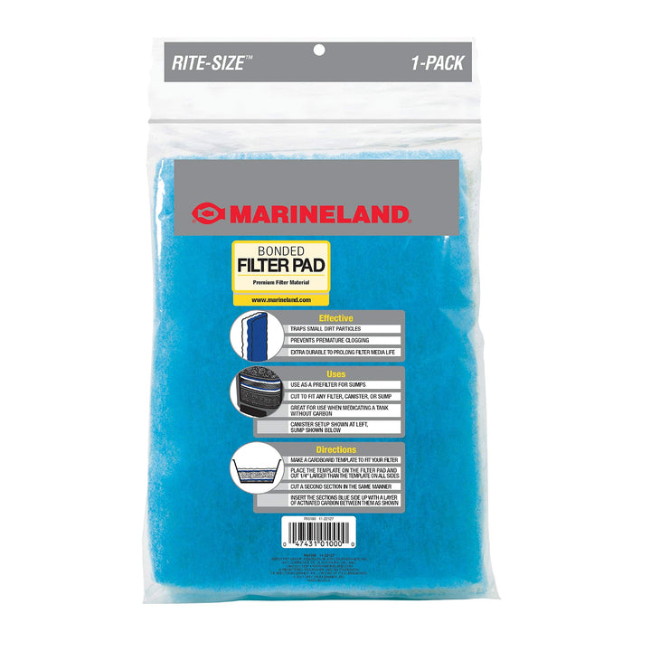 Marineland Bonded Filter Pad, Cut To Fit Any aquarium Filter, Whites &amp; Tans, 312 sq. in.