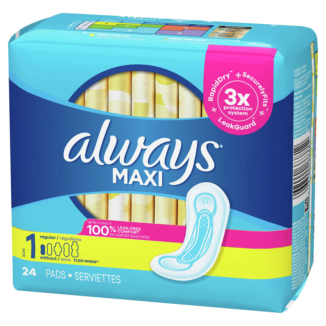Maxi Pads 24ct Regular Non-Wing Unscented, 24 Count
