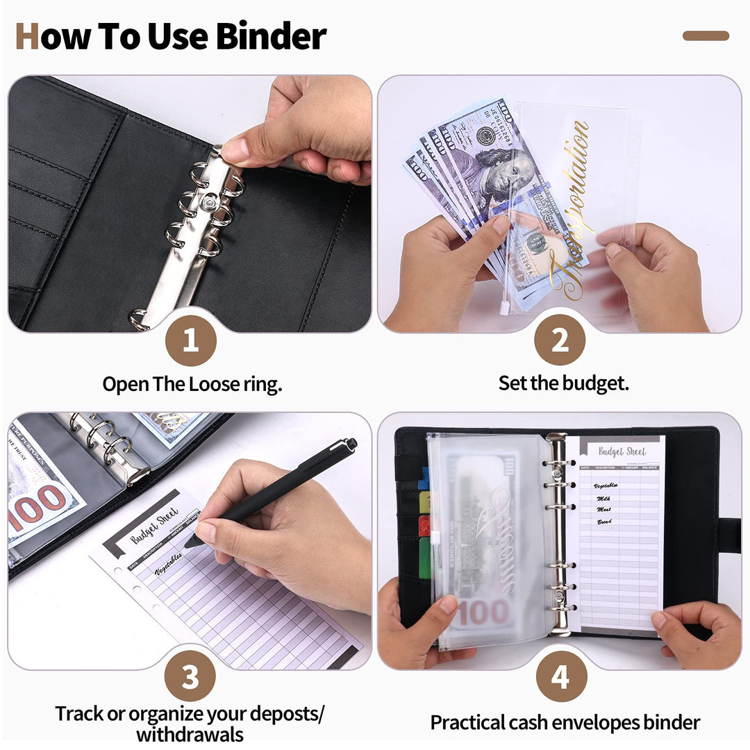 Budget Binder with Cash Envelopes, Money Saving Binder for Budgeting, Money Organizer for Cash and Saving Money