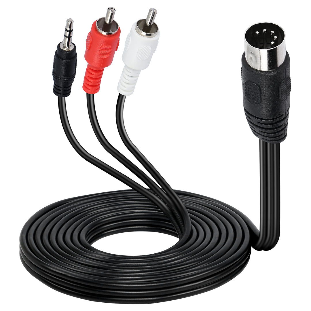 XMSJSIY Din MIDI 5 Pin to RCA and 3.5mm Cable, 5 Pin DI