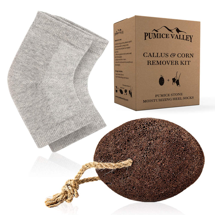Pumice Stone for Feet - Natural Lava Foot Stone with New Eco-Friendly Holder - Callus Warts Corn Removal - Pedicure Exfoliator for Dry Dead Skin | Heels | Elbows | Hands - Healthy Foot Care Scrubber