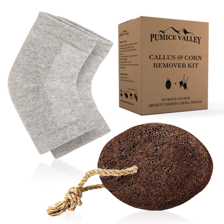 Pumice Stone for Feet - Natural Lava Foot Stone with New Eco-Friendly Holder - Callus Warts Corn Removal - Pedicure Exfoliator for Dry Dead Skin | Heels | Elbows | Hands - Healthy Foot Care Scrubber