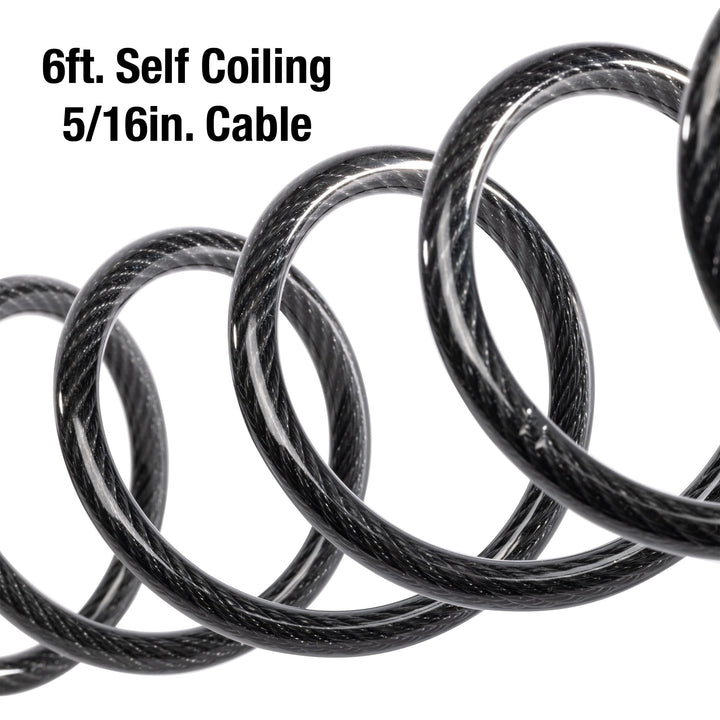 Black Set Your Own Combination Bike Lock, Metal Cable Lock has a Weather Resistant Vinyl Coating for Outdoor Equipment, Bicycles, 6 Feet Long, 8114D