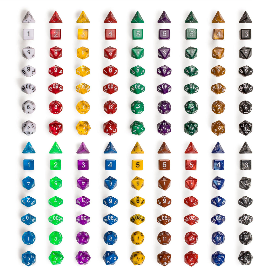 Polyhedral Dice - Set of 126 Multi-Colored Dice for Role Playing Games (RPG), DND, MTG, and Other Dice Games