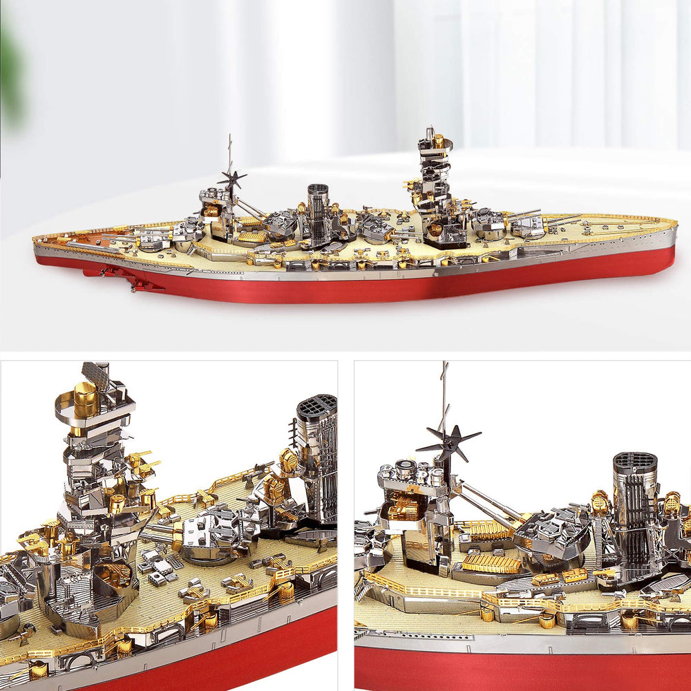 3D Metal Puzzle Warship Model Kits, Fuso Battleship Military Watercraft Model Building Kits for Adults, DIY 3D Brain Teaser Puzzle Toys for Famliy Time, Great Gift-330 Pcs