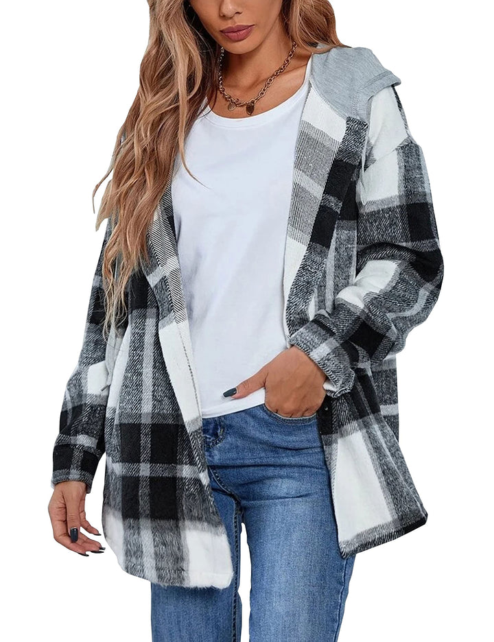 Lumister Women&#39;s Oversized Flannel Plaid Button