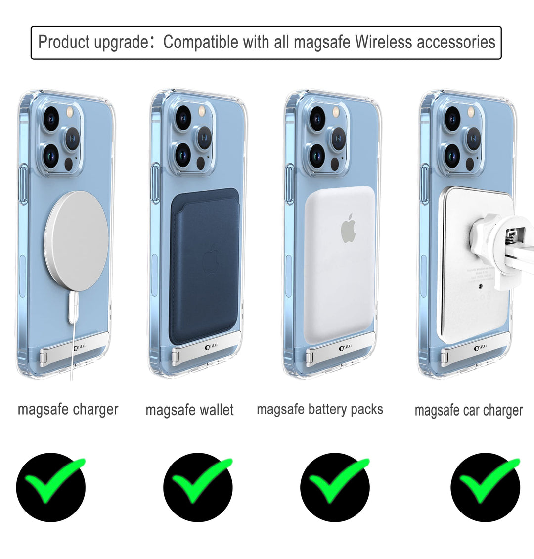 for iPhone 13 Pro Max Case Clear, [Three-Way Stand Magnetic Case] Compatible with MagSafe Charger [with Metal Kickstand] Transparent Hard PC Back Slim Shockproof Protective Case
