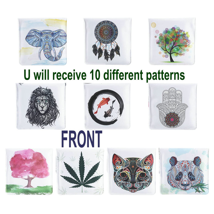 Portable Pocket Ashtray Pouch Fireproof Butt Pouch Odor-Free Assorted Design (10 pack)