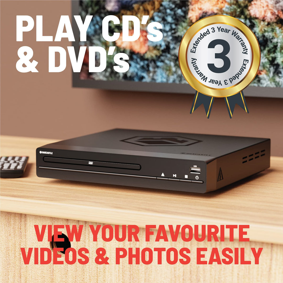 DVD100 DVD Player for TV | Multi Region HD 1080P DVD Player | HDMI or RCA AV Cable TV Connection | USB MP3 and CD Playback I Slim Design I Easy Controls Remote Controlled DVD Player